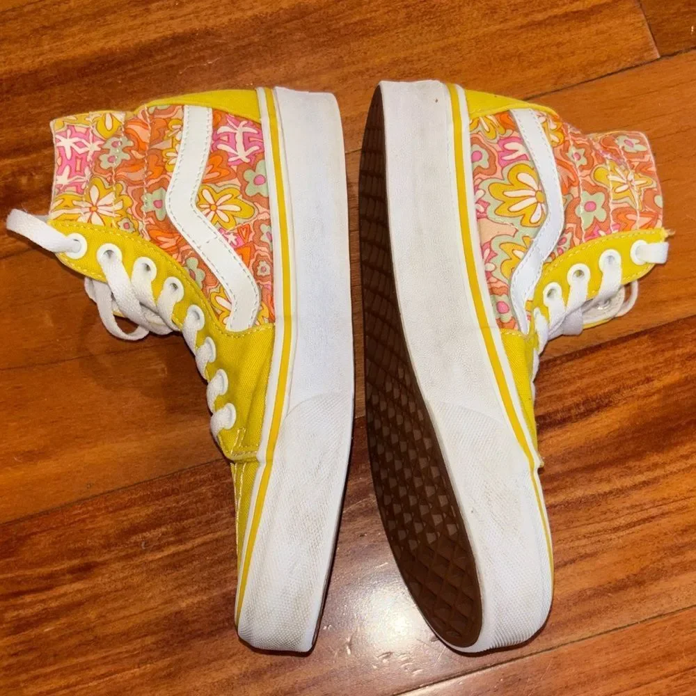 Vans Floral Yellow High-Tops sneakers women’s size 5.5